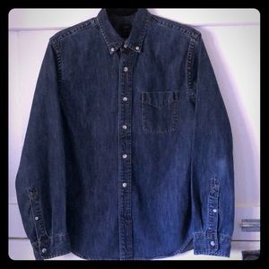 J.Crew Button-Up Denim Shirt Dark Blue Stretch